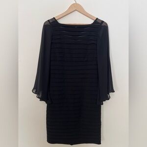 Adrianna Papell Women Black Dress Sz 8 Cocktail Tiered Bodice Chiffon Grunge